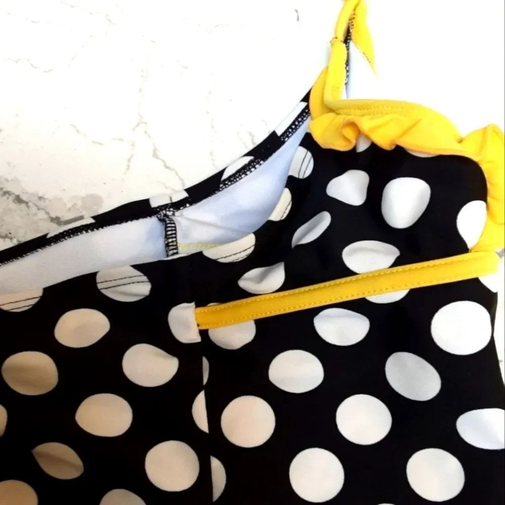 OP‎ Tankini 2-Pc Polka Dot Ruffled Halter Top Girls Sz 6/6X